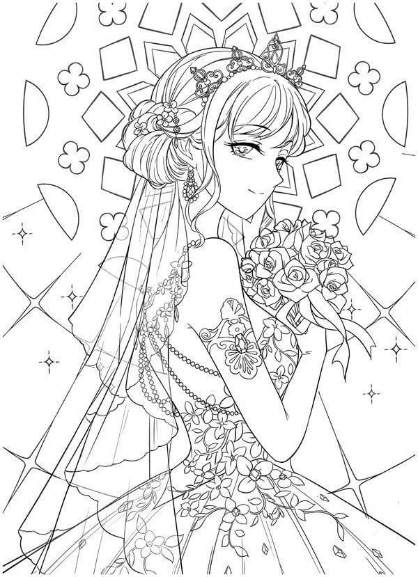 Anime-Mädchen in der Hochzeit