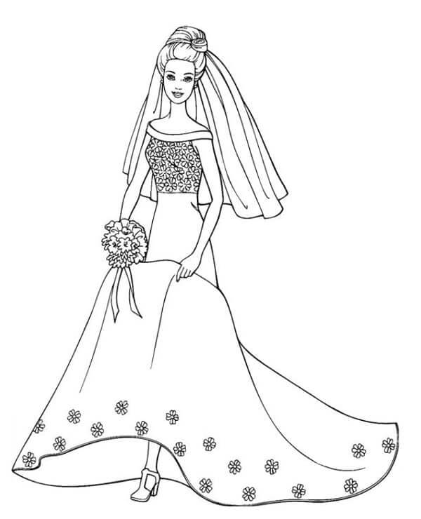 Barbie auf Hochzeitskleid