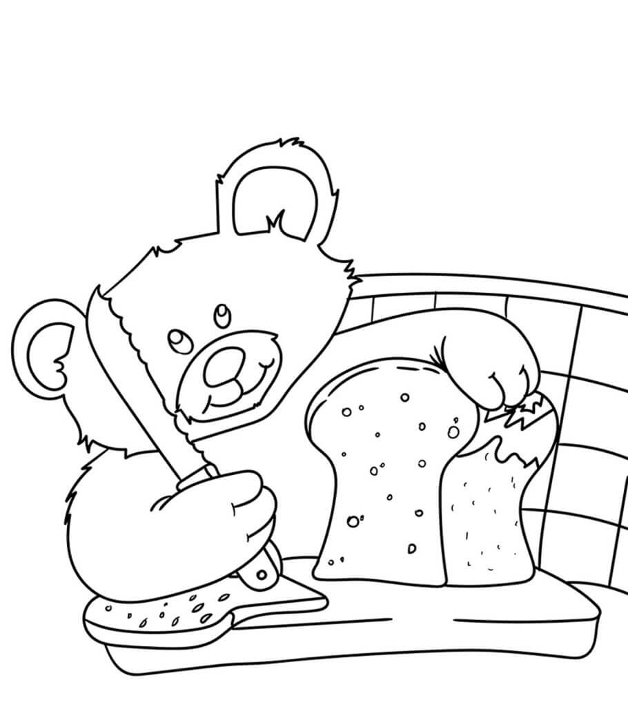 Brot schneidender Bär