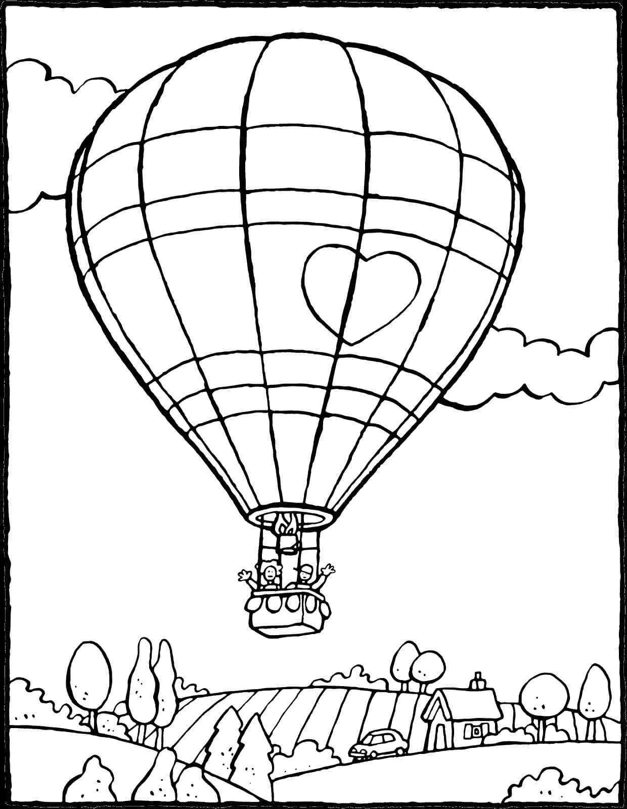 Grundlegende Zeichnung Heißluftballon