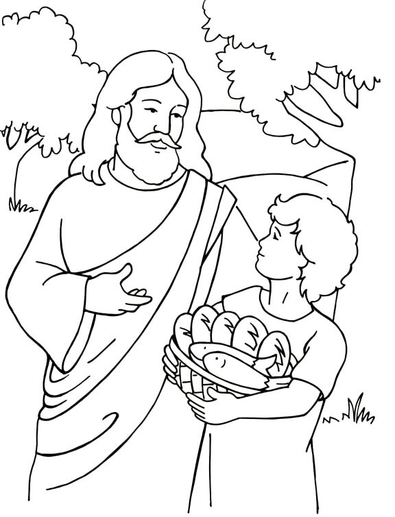 Jesus und der Junge mit dem Brotkorb
