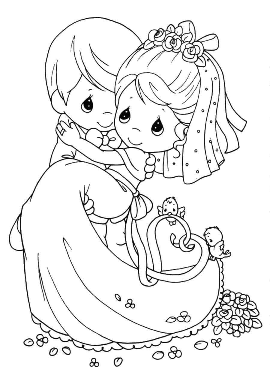 Kleine Braut und Bräutigam in der Hochzeit