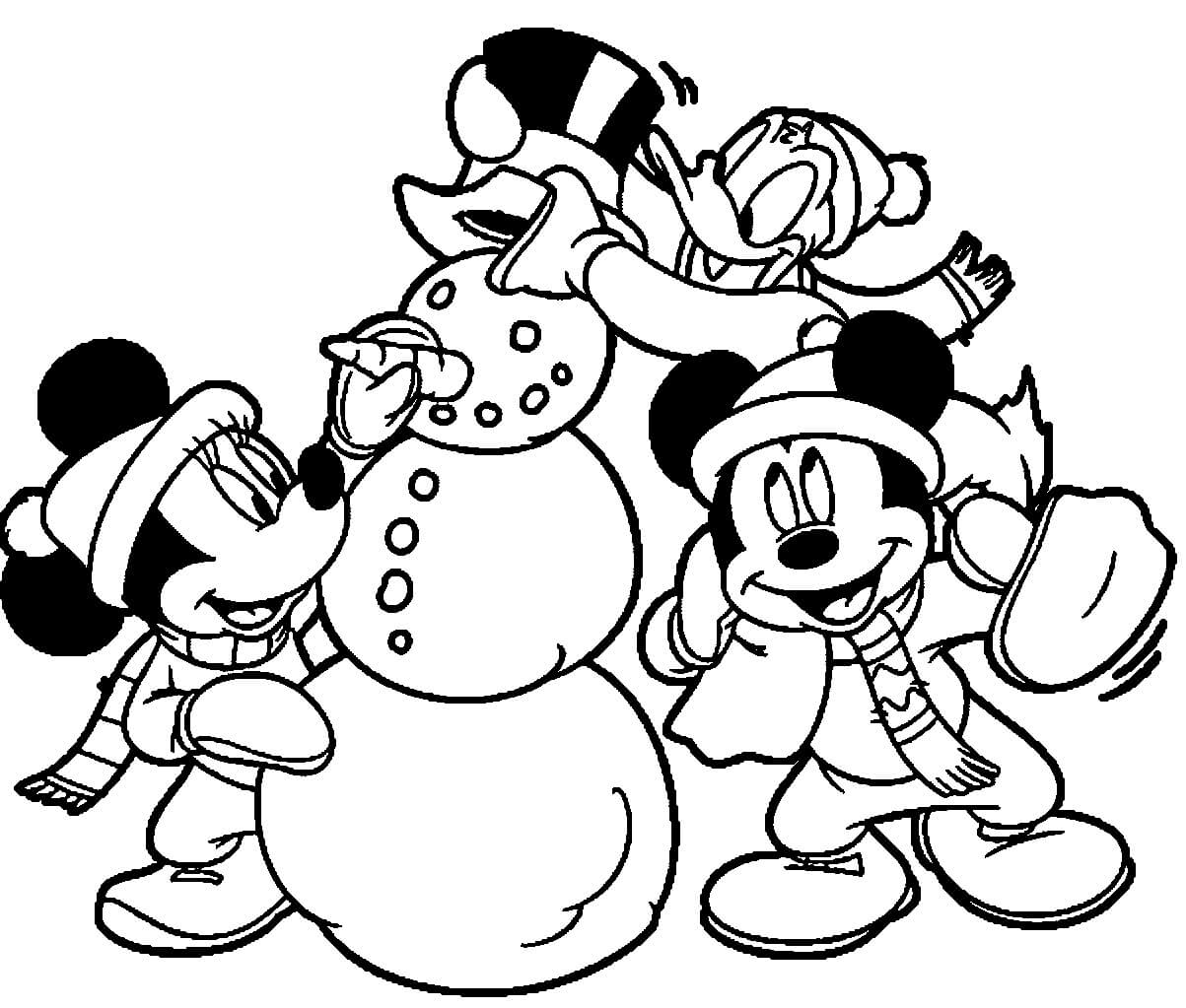 Mickey Mouse und seine Freunde bauen Schneemann