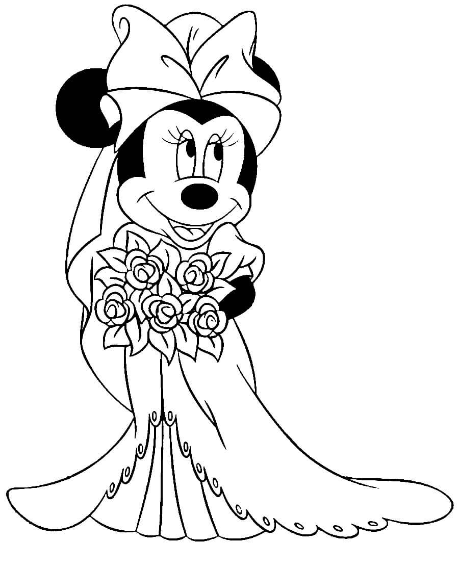 Minnie Maus in einem Hochzeitskleid