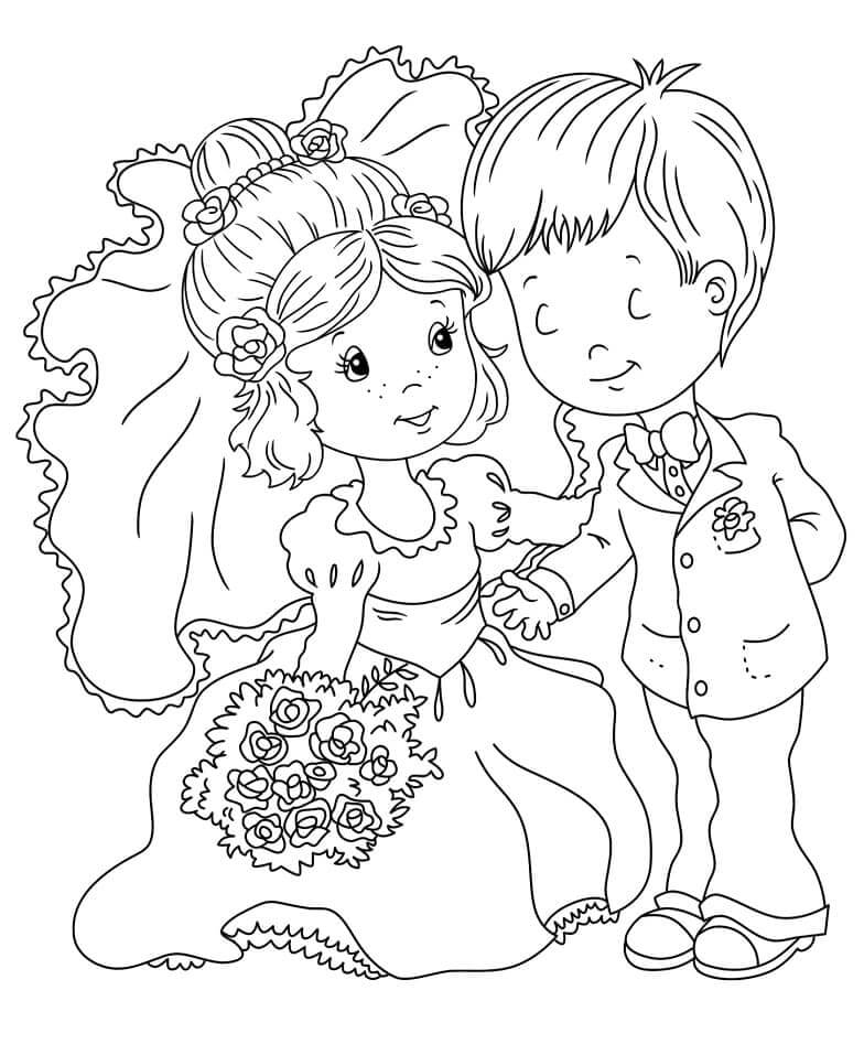 Netter Bräutigam und Braut in der Hochzeit