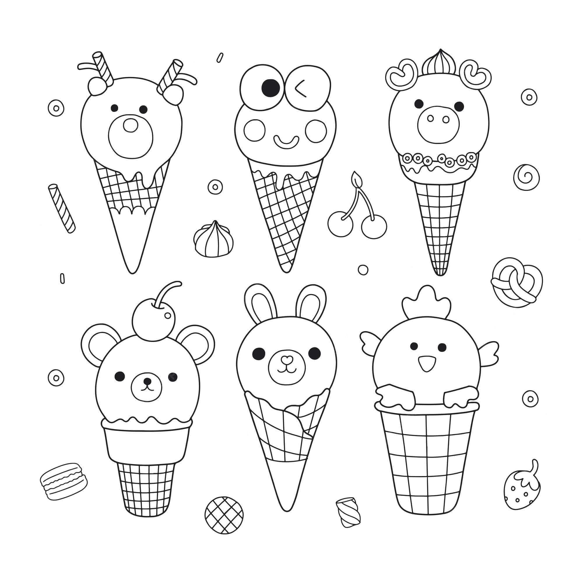 Sechs Süße Eiscremes