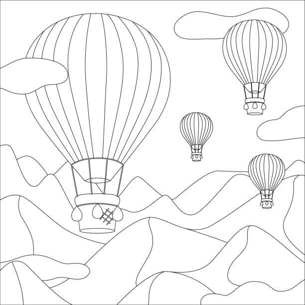 Vier Heißluftballons