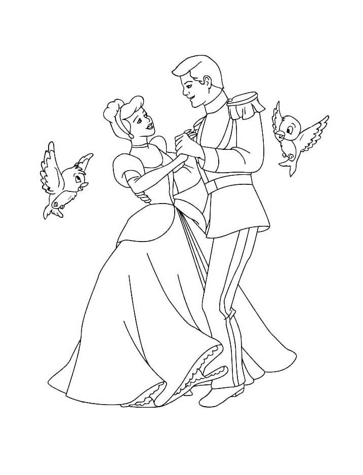 Cinderella und der Prinz Tanzen mit den Vögeln