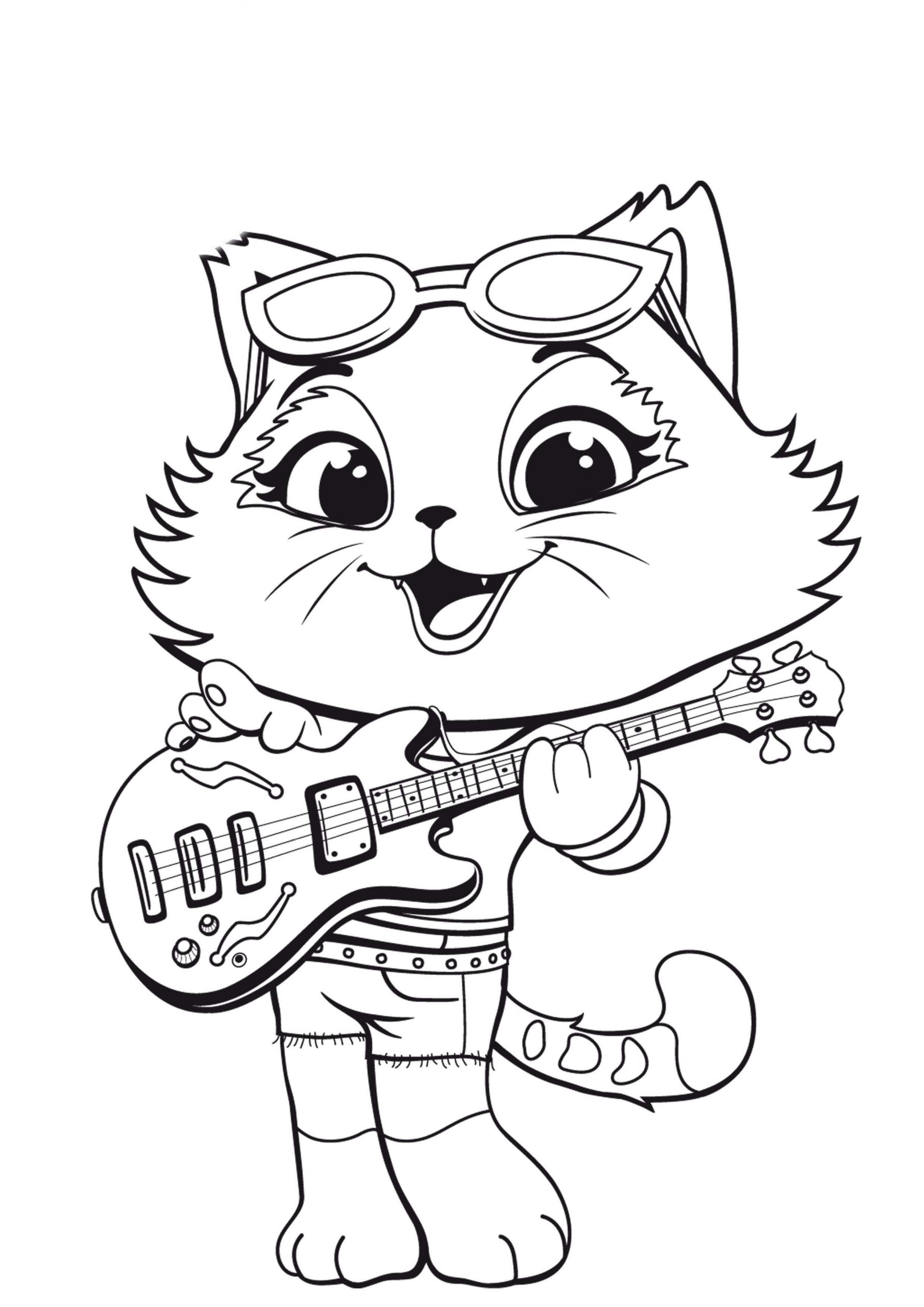 Coole Katze, die Gitarre Spielt