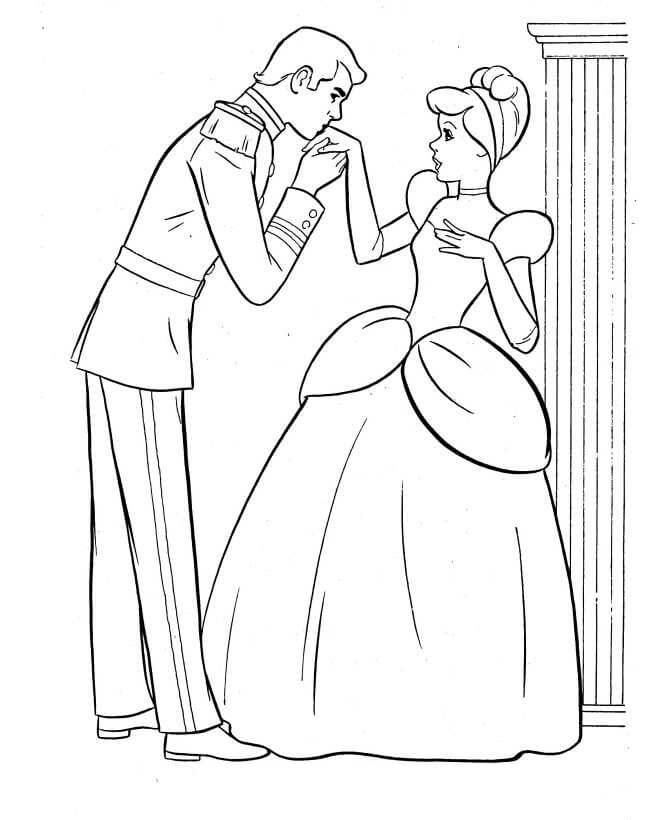 Der Prinz küsst die Hand von Cinderella