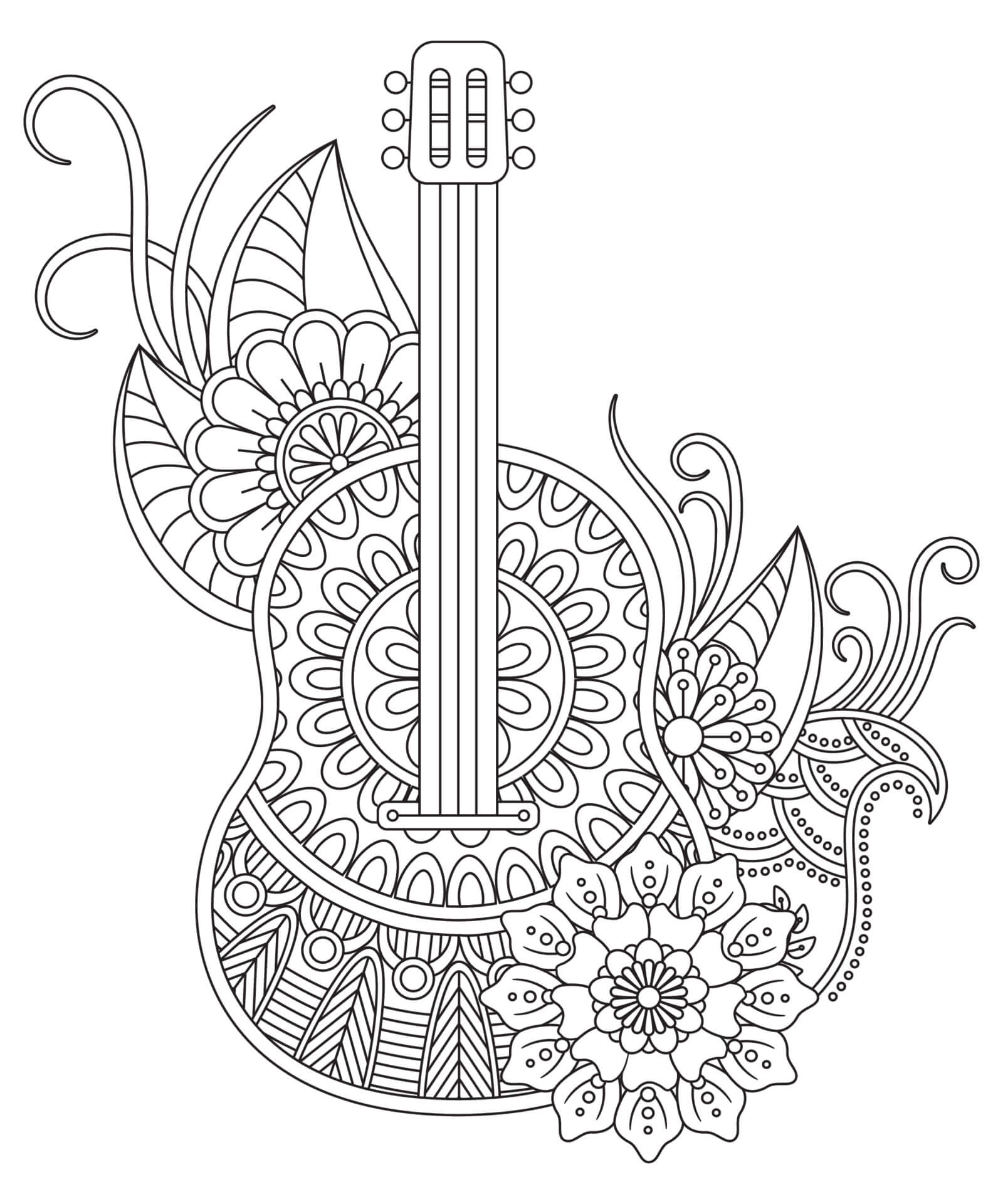 Gitarre mit Blumen-Mandala