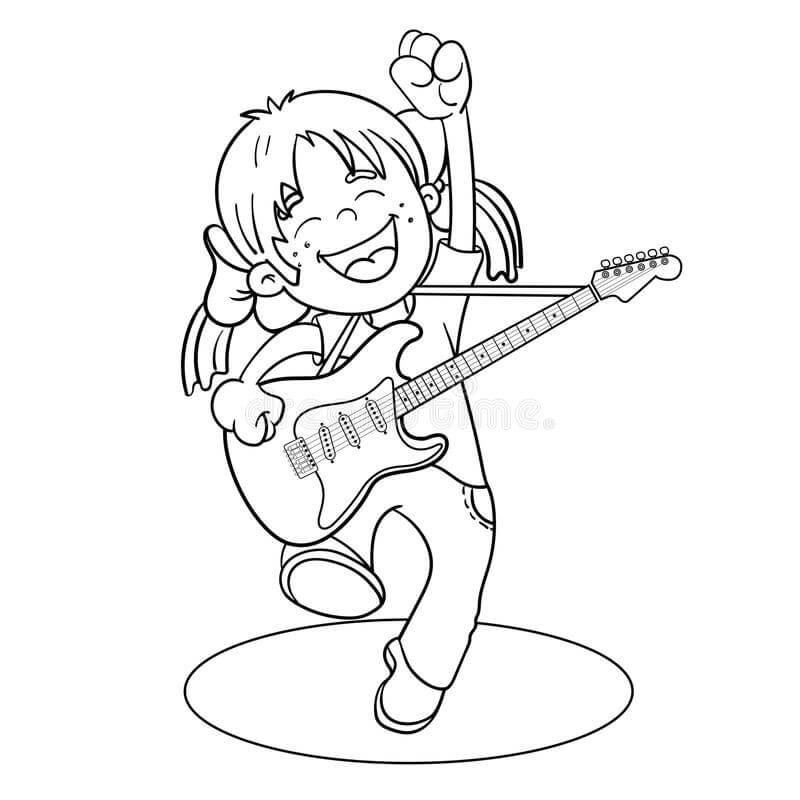Glückliches Mädchen mit einer Gitarre