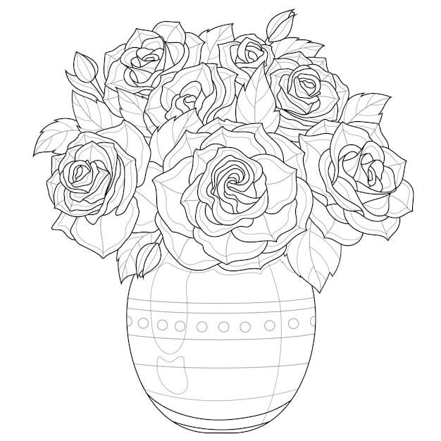 Grundlegende Vase mit Rosen