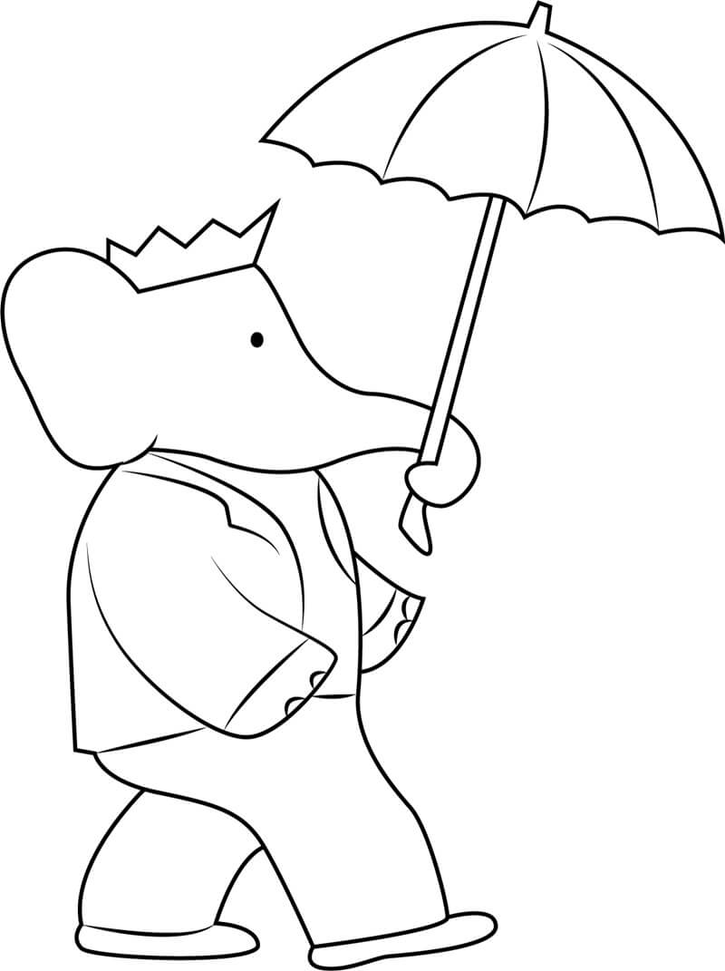 König Elefant mit Regenschirm