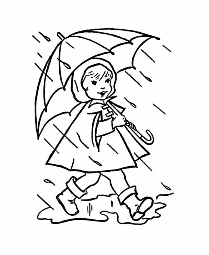 Mädchen mit Regenschirm im Regen