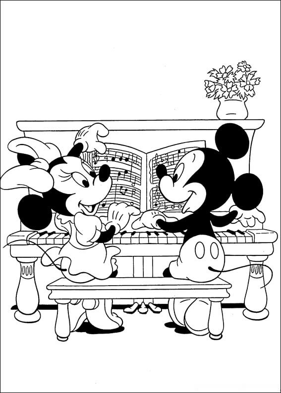 Micky Maus und Minnie Maus spielen Klavier