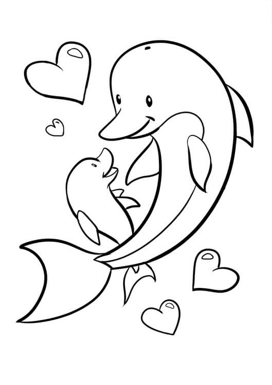 Mutter-Delfin und Herz-Baby-Delphin