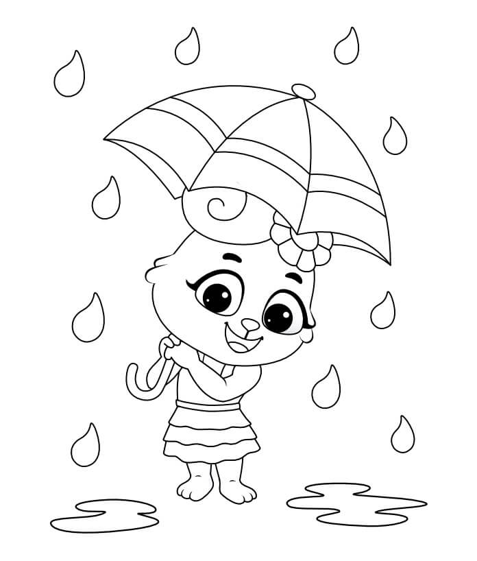 Rubin, der Regenschirm im Regen Hält
