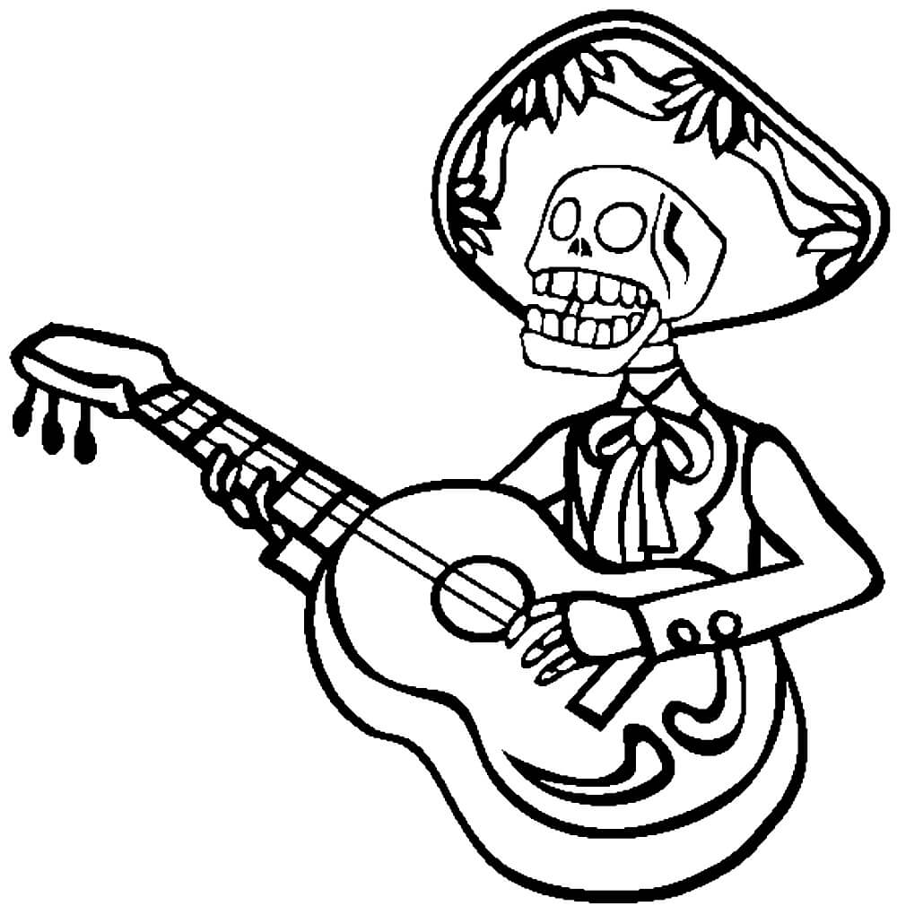 Skelett spielt Gitarre