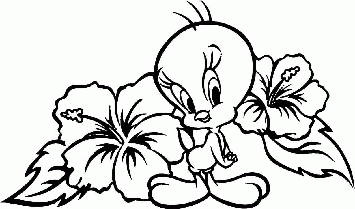 Zeichentrick-Ente und Blume