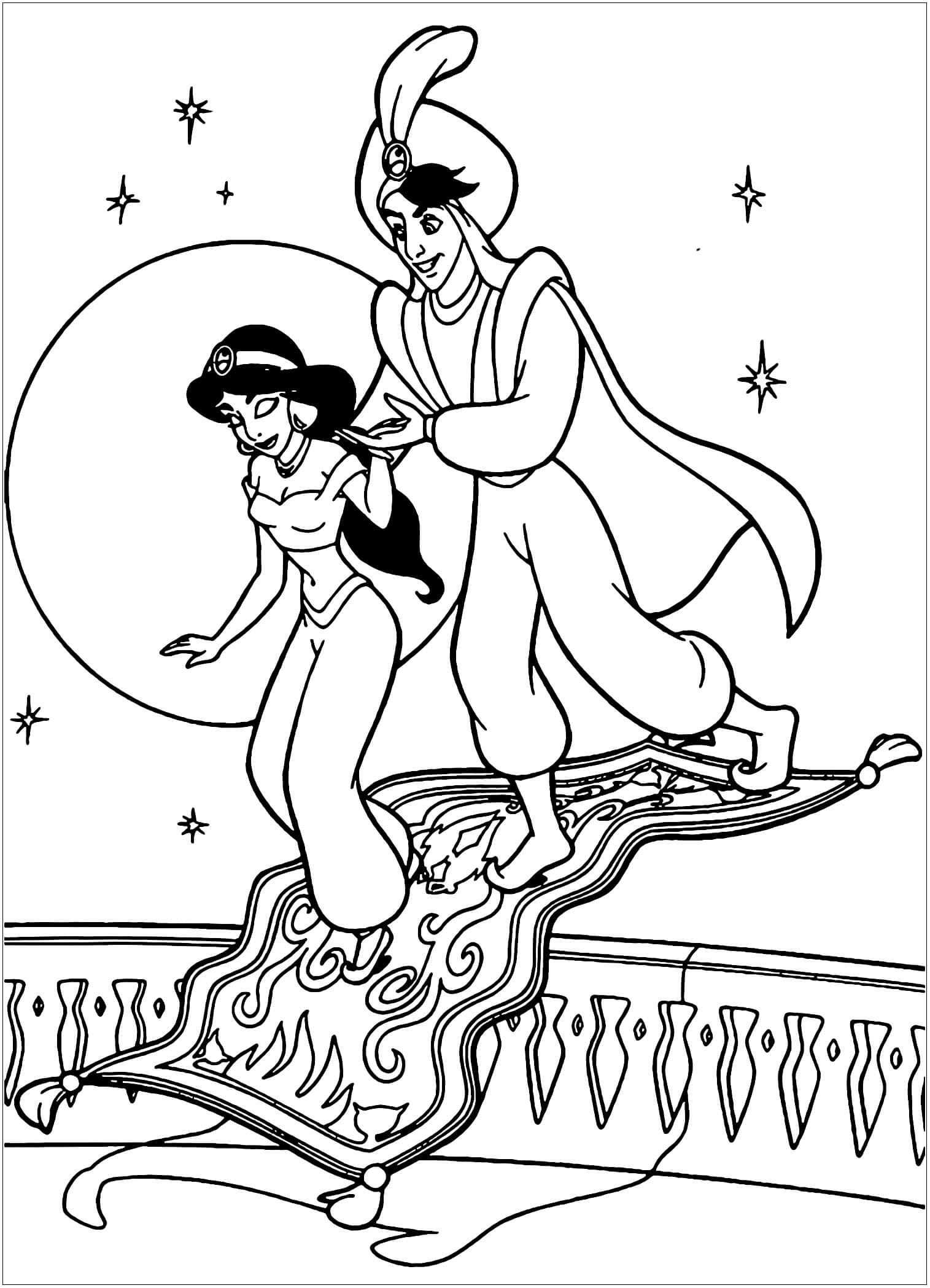 Aladdin und Jasmin Reiten auf dem Teppich