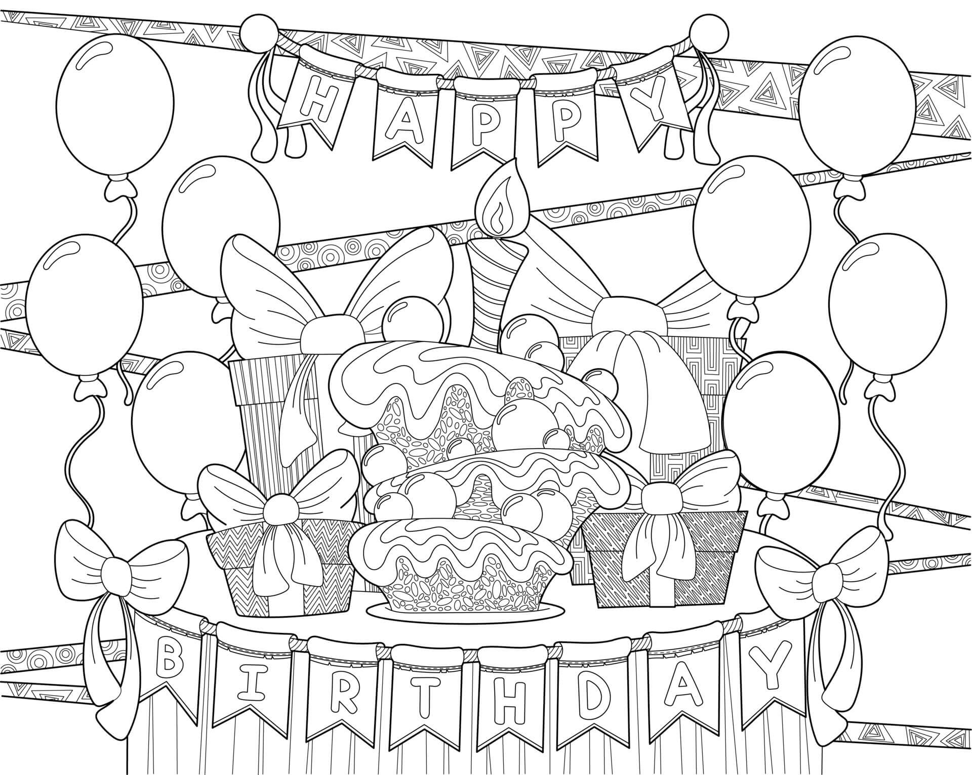 Geschenkbox mit Luftballons zum Geburtstag
