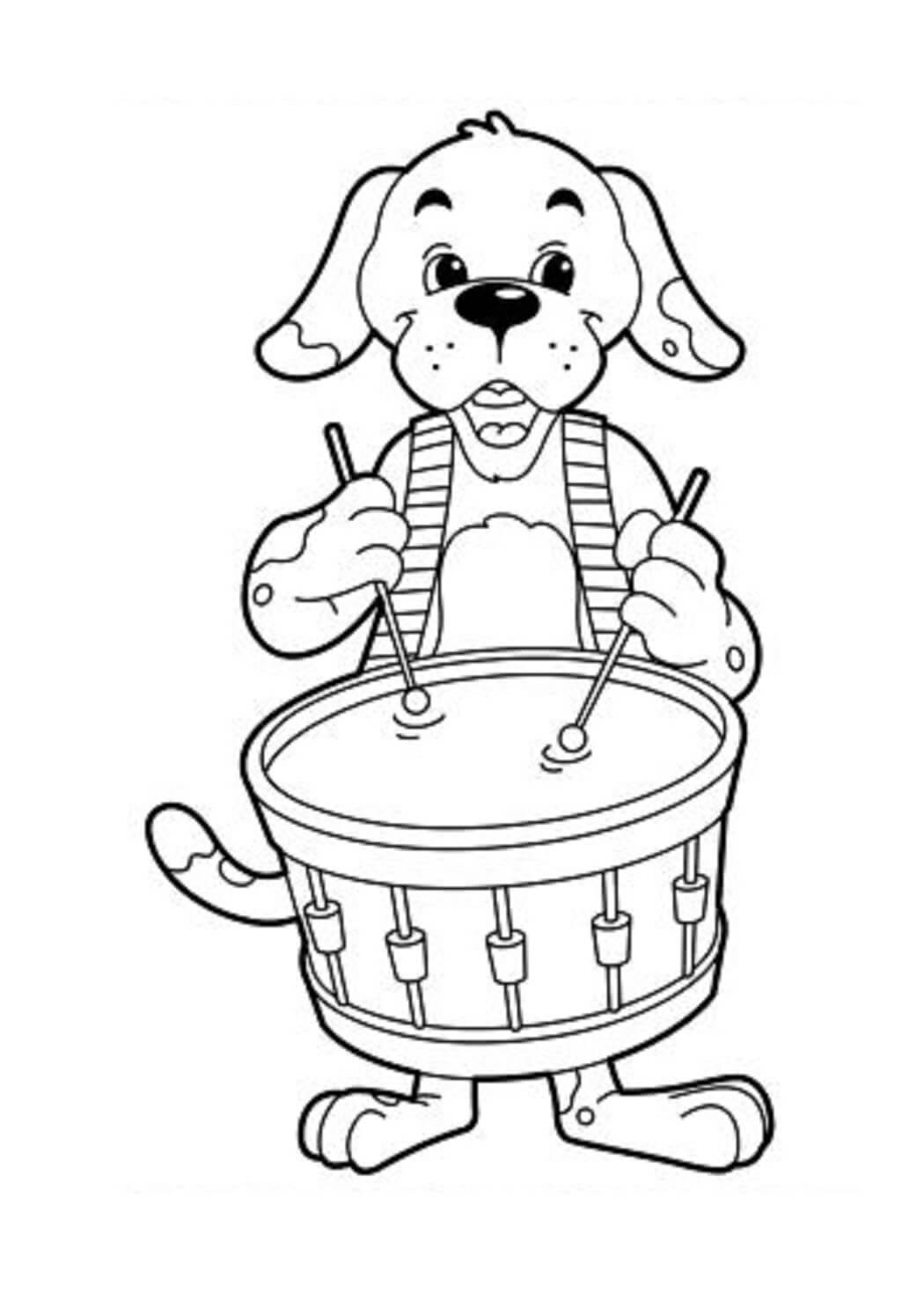 Hund spielt Trommel