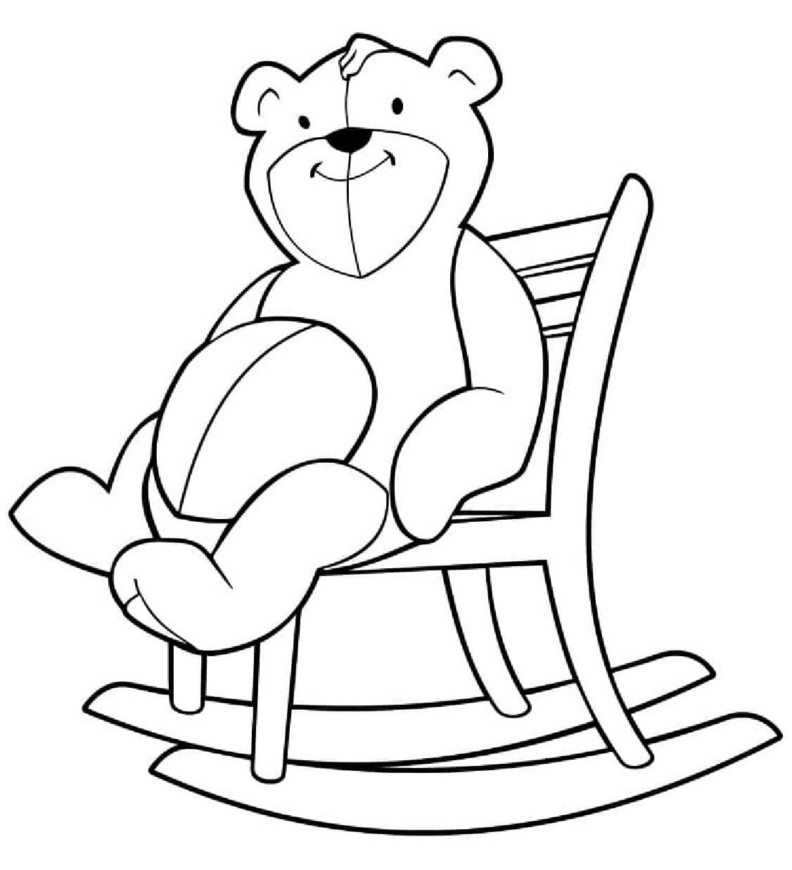 Lächelnder Teddybär auf Stuhl Sitzend