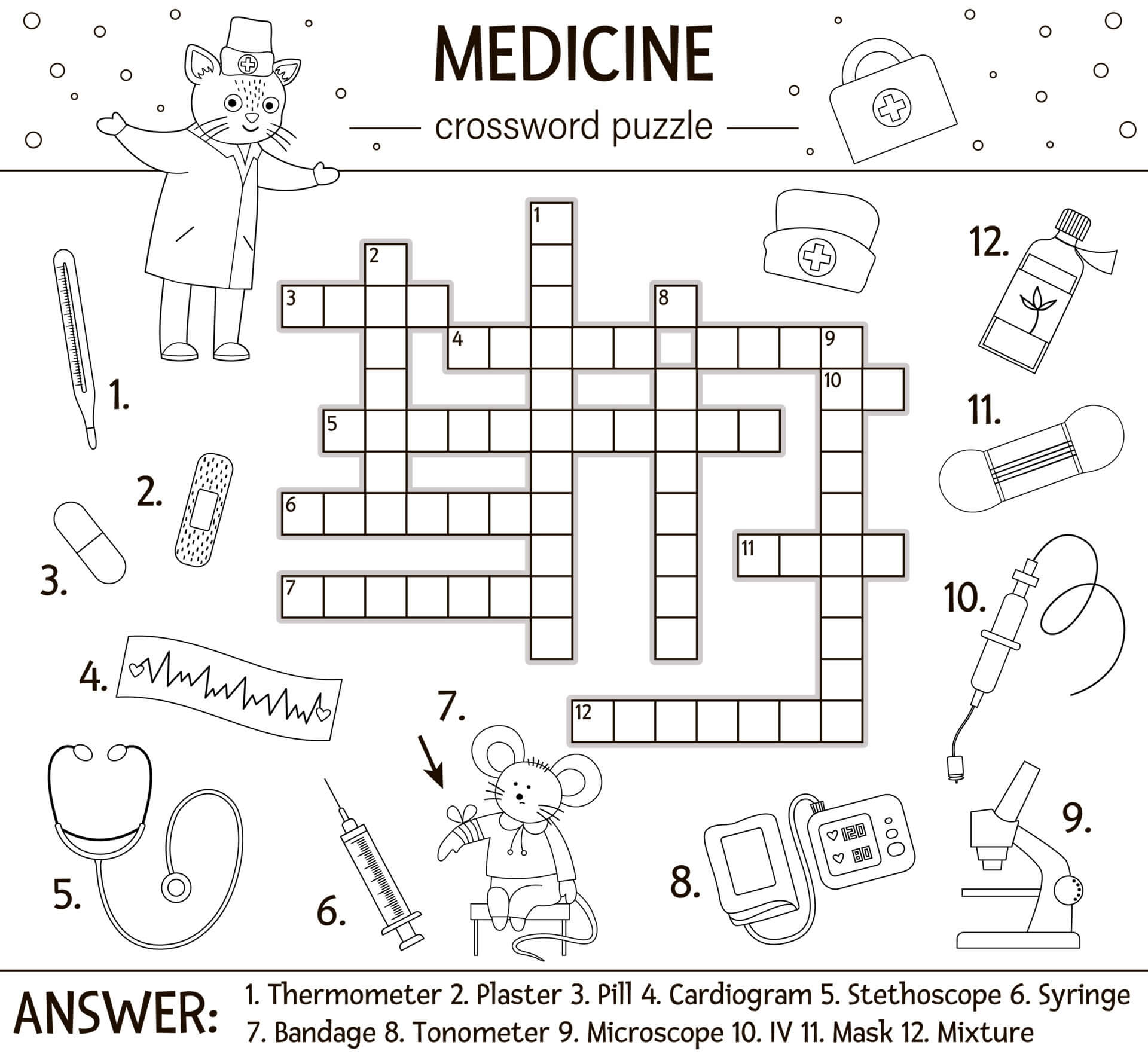 Medizin Kreuzworträtsel zum Ausmalen - Kostenlos Malvorlagen und  Ausmalbilder zum Ausdrucken