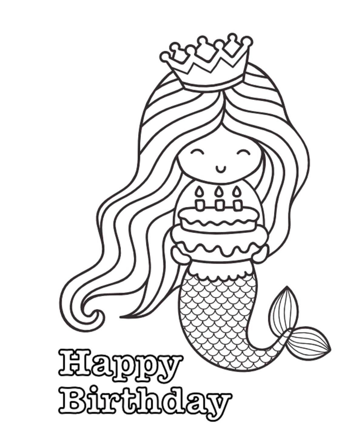 Meerjungfrau, die Geburtstagstorte in alles Gute zum Geburtstag Hält
