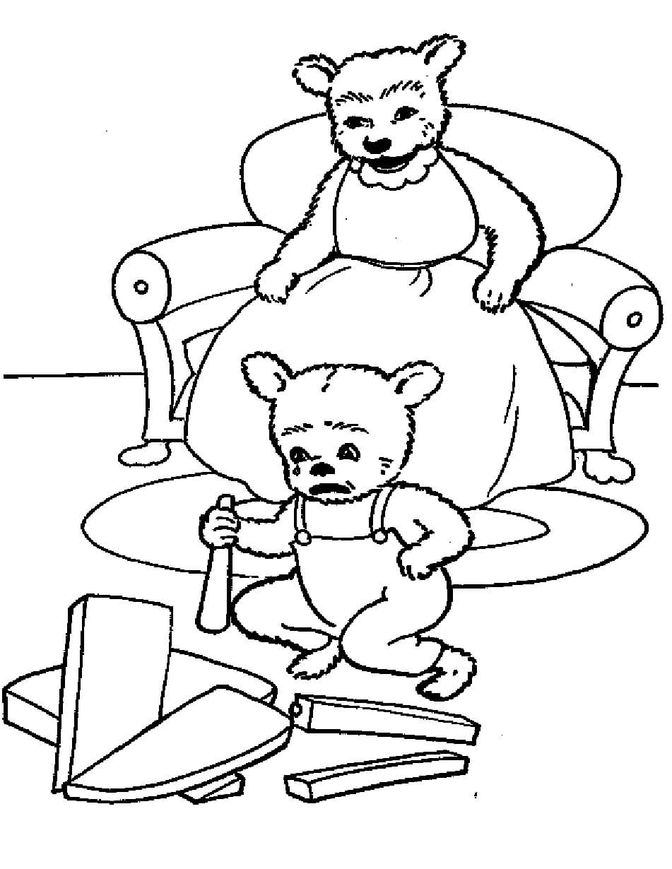 Mutterbär Sitzt auf Stuhl und Babybär