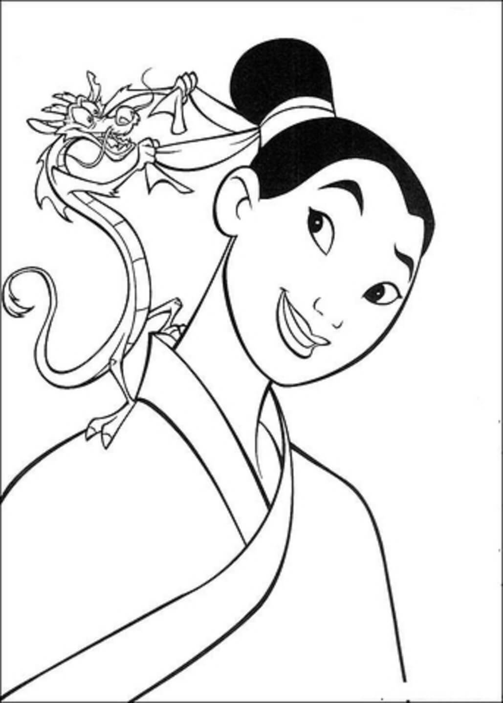 Porträt von Mulan mit Mushu