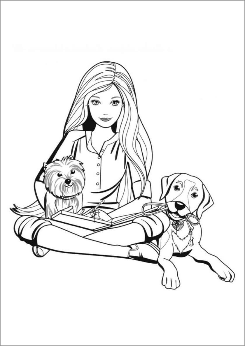 Barbie und Zwei Hunde