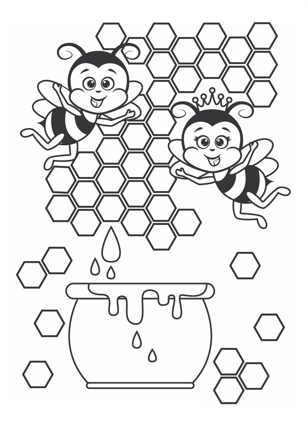 Bienenkönigin und Arbeiterinnen mit Bienenwachs