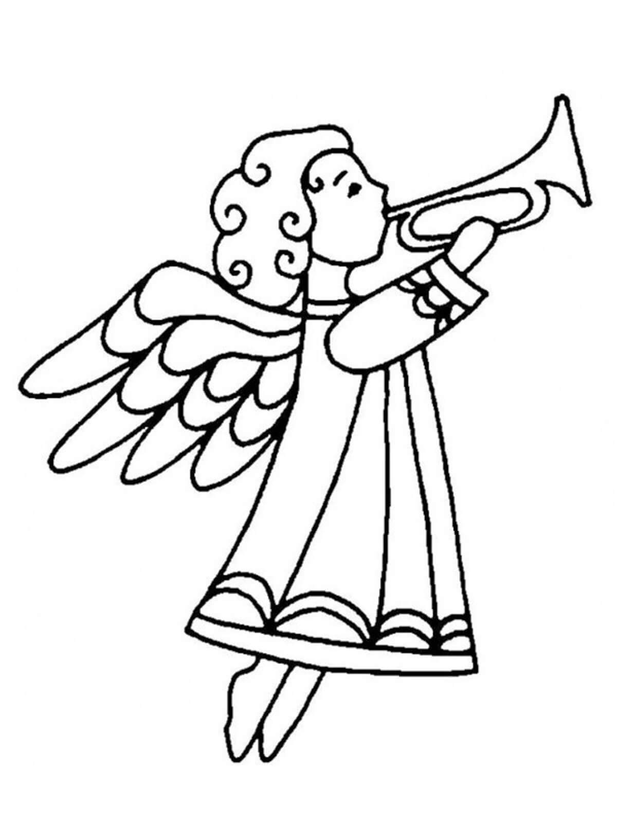 Der Engel der Zeichnung Spielt die Trompete