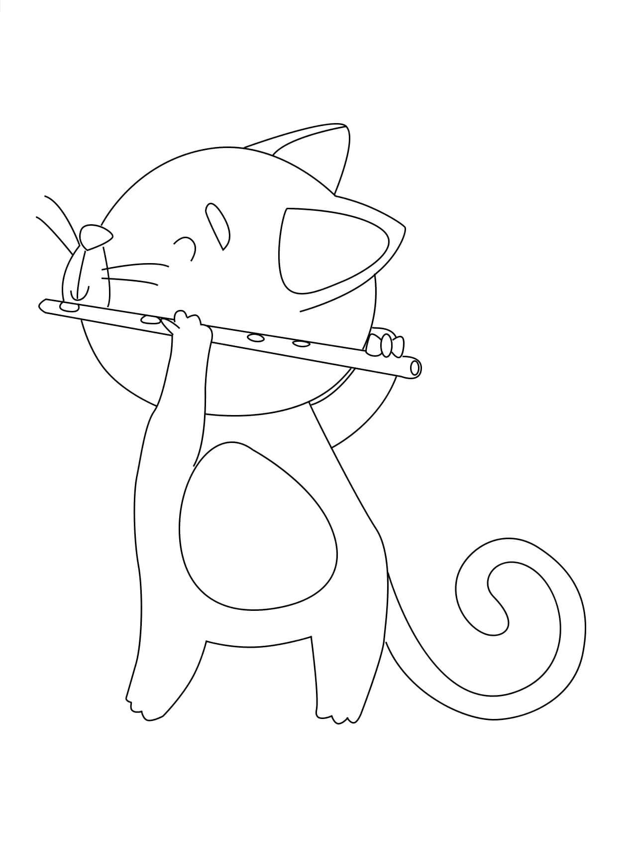 Katze spielt Flöte