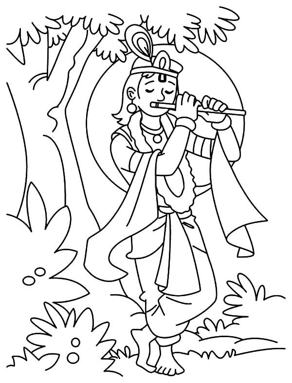 Krishna Radha Spielt die Flöte