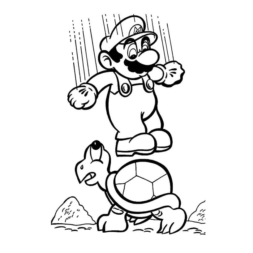 Mario Springt auf die Schildkröte