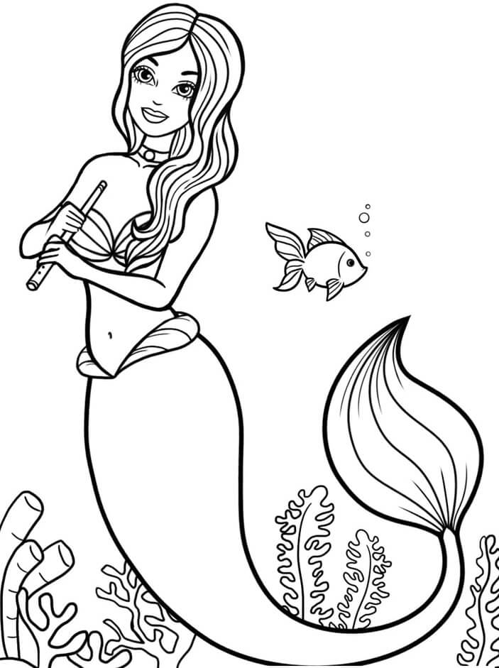 Meerjungfrau mit Flöte