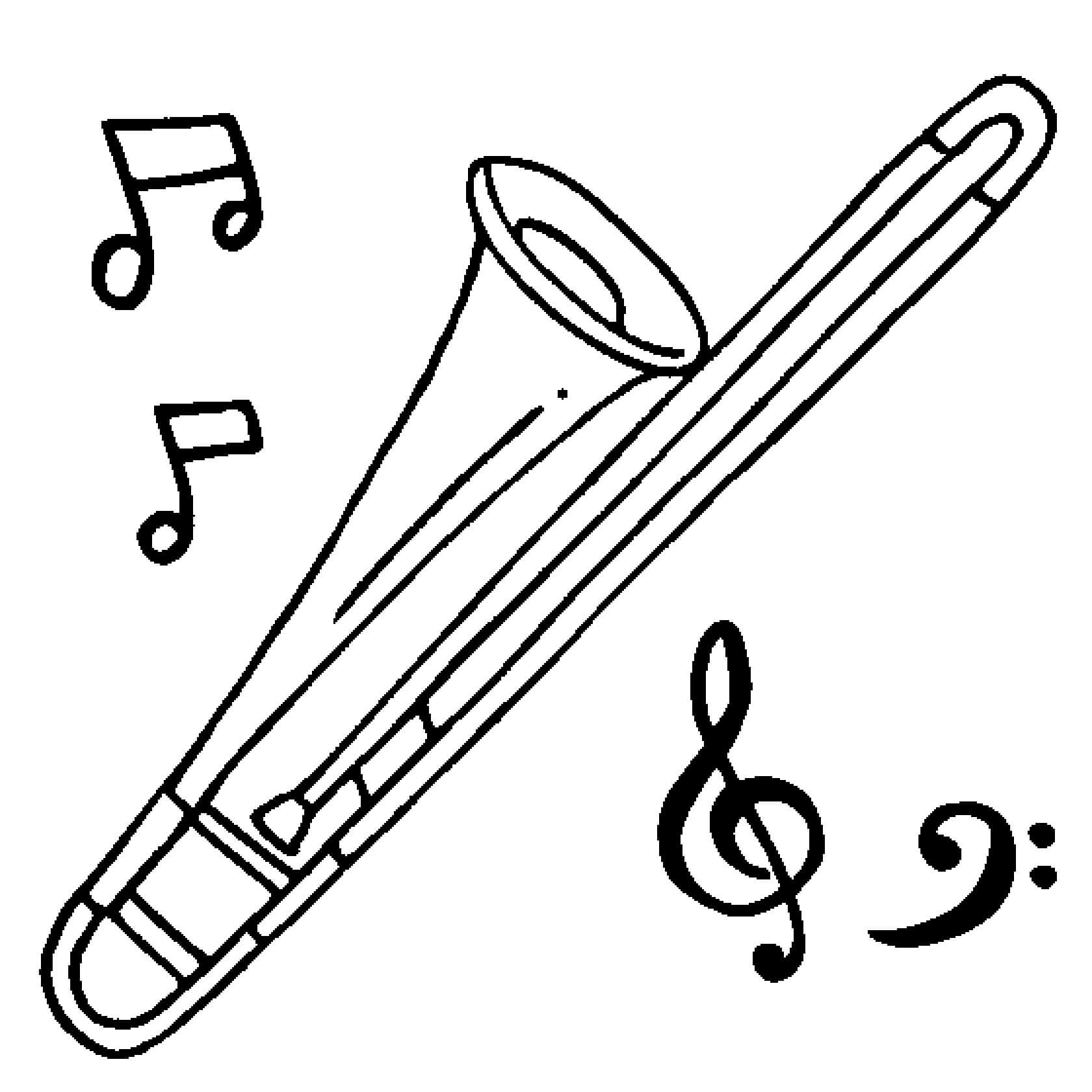 Trompetenzeichnung mit Musiknoten