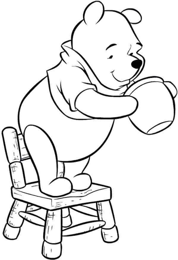 Winnie the Pooh auf Stuhl Stehend