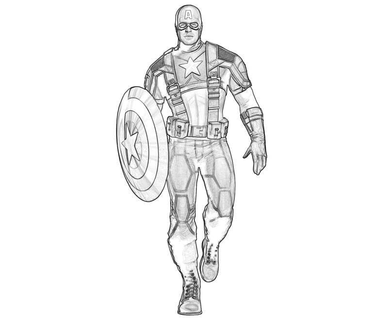Zeichnung von Captain America beim Gehen