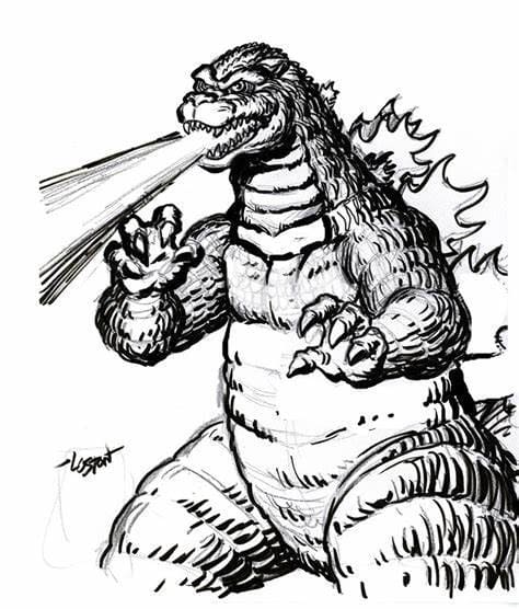 Druckbare Godzilla-Bildskizze