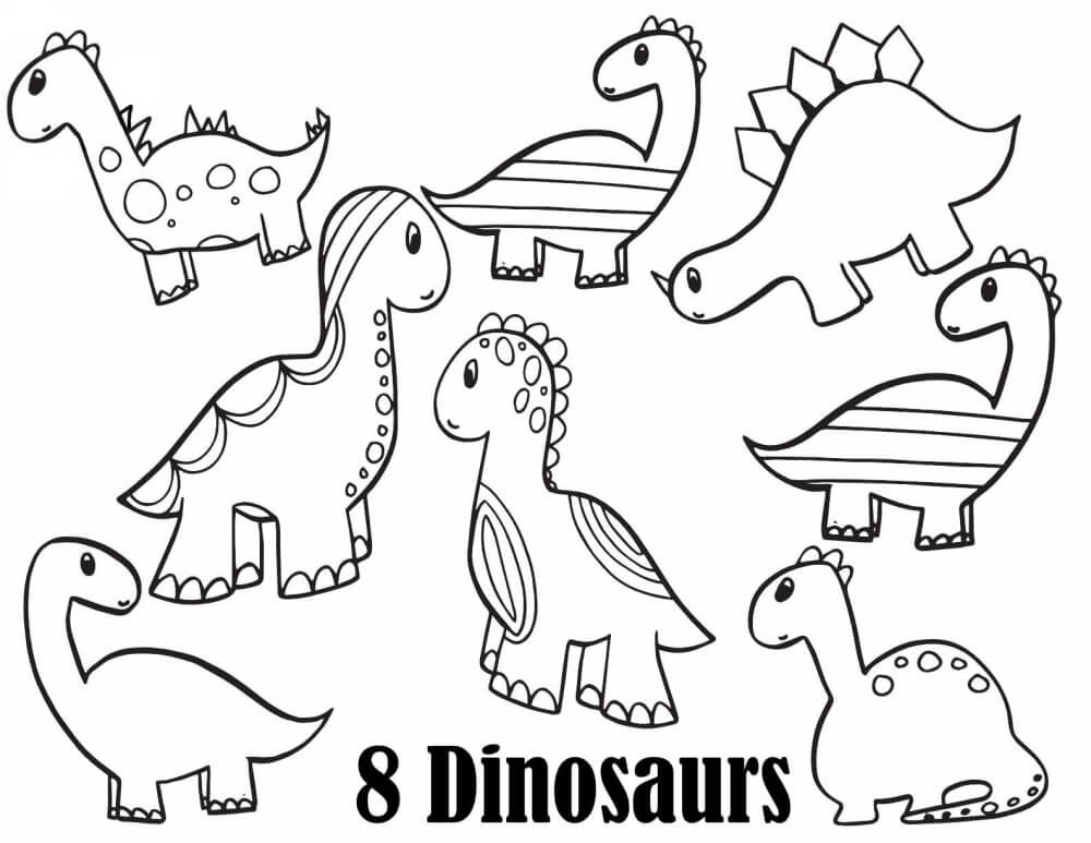 8 Dinosaurier für Nummer 8