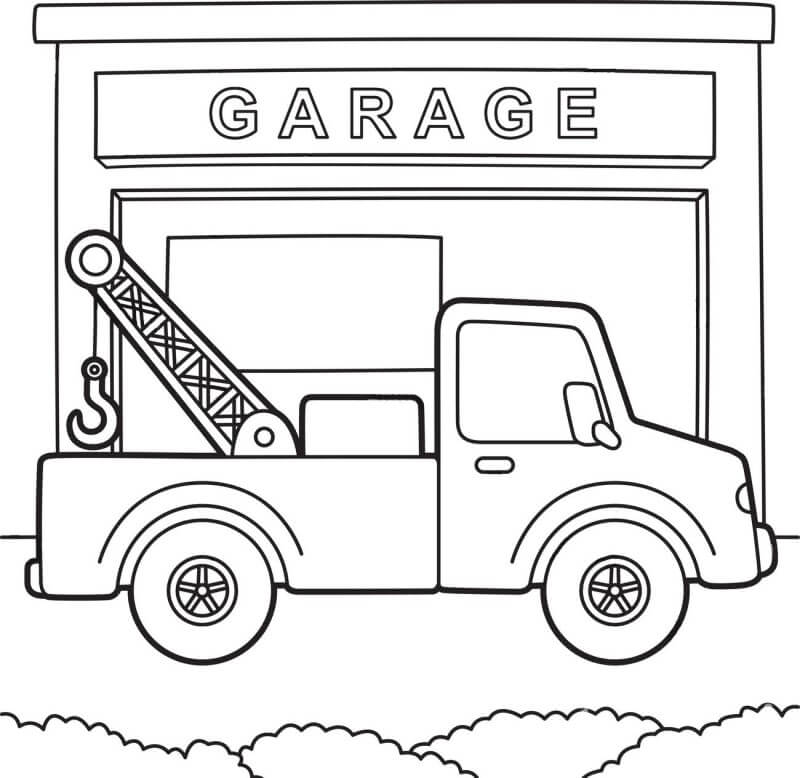 Abschleppwagen und Garage