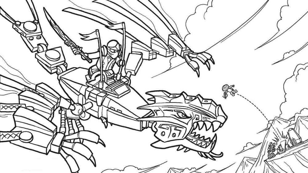 Ninjago reitet auf einem Drachen