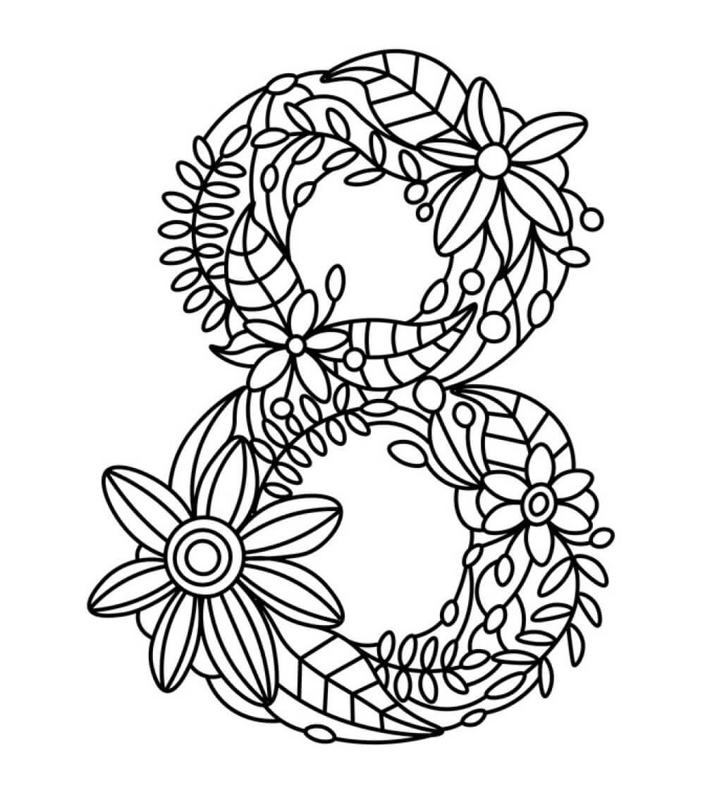Zahl 8 coloring page