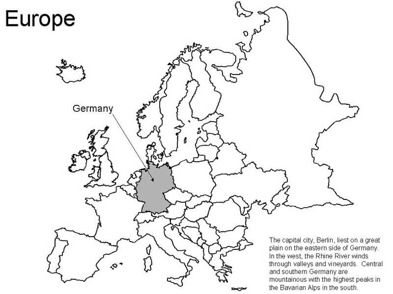 Deutschlandkarte in Europakarte