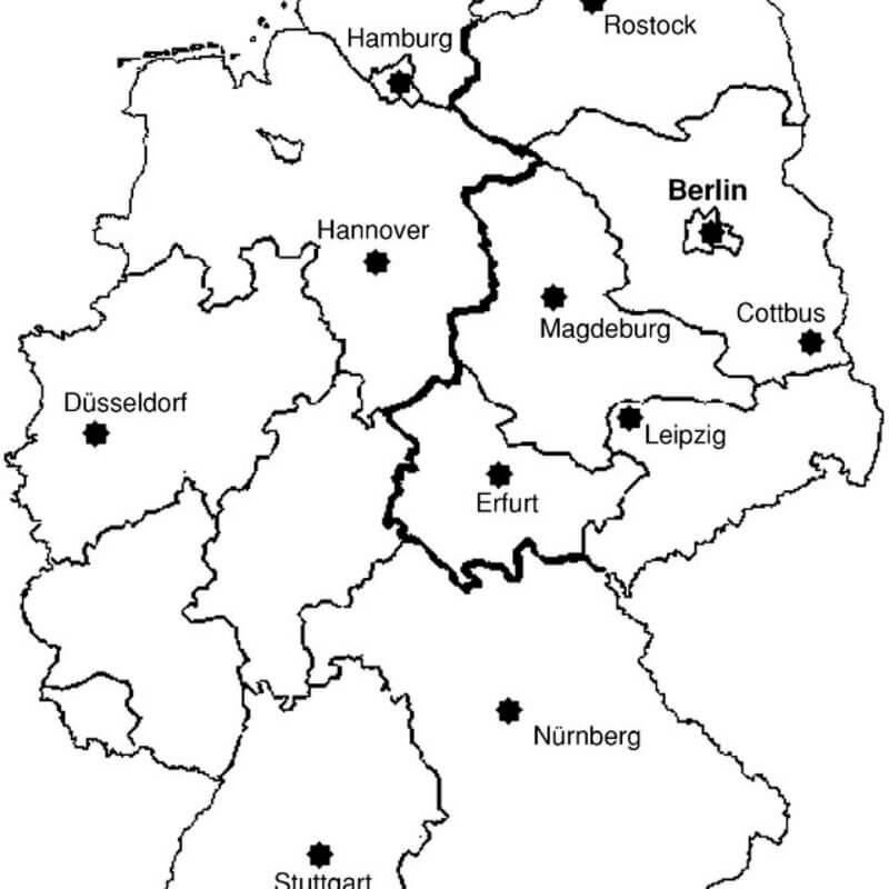 Deutschlandkarte mit 11 Städten