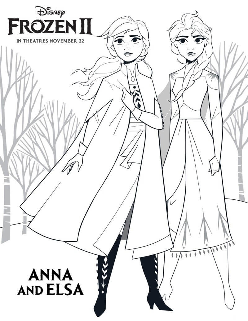 Ausmalbilder Elsa und Anna